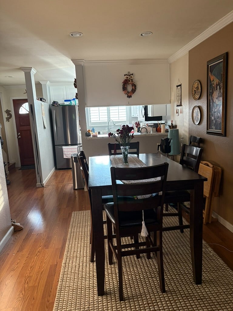 The dining area. 