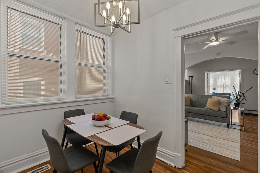 Dining nook with comfortable dining table and chairs