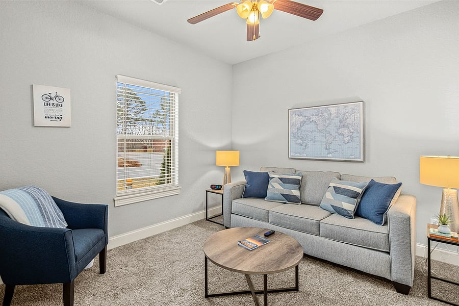 Sitting room with pull out Queen Sized Sofa.  Private TV in this room as well! Great for reading, relaxing, or just stepping away from everything!