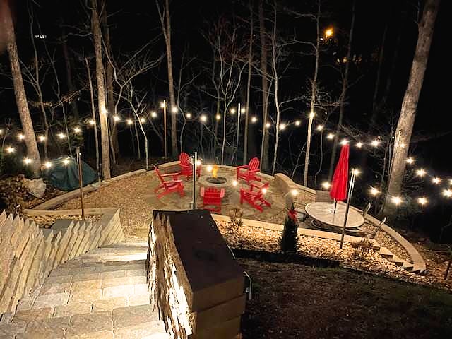 The Fire Pit is magical at night.  Listen for the owls, watch for deer, look for the stars!  It's perfection.