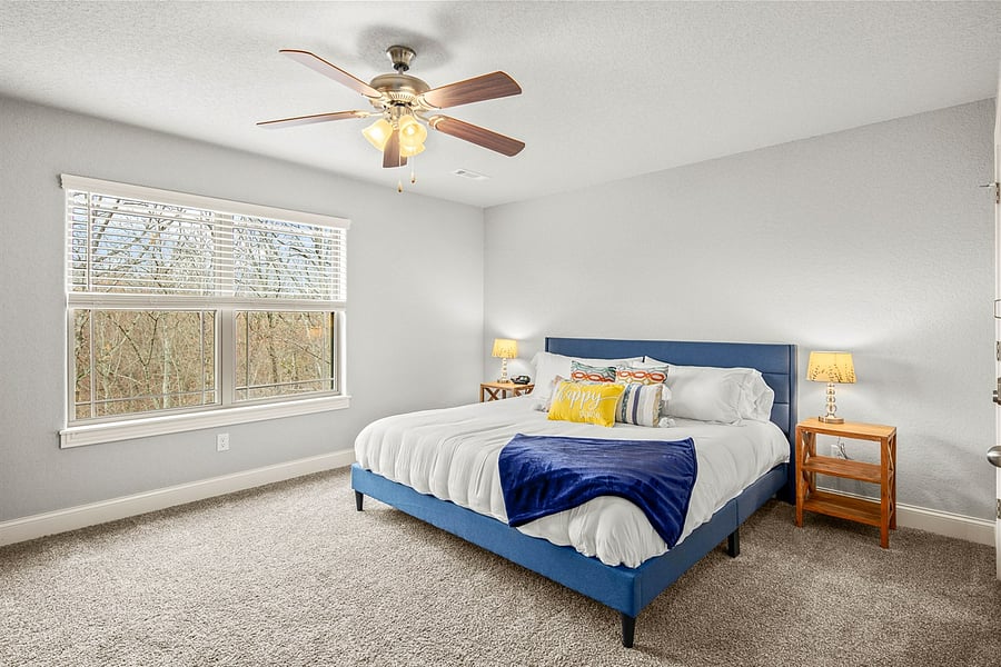 2nd Floor SPACIOUS King Bedroom with comfortable Zinus Green Tea memory foam mattress.