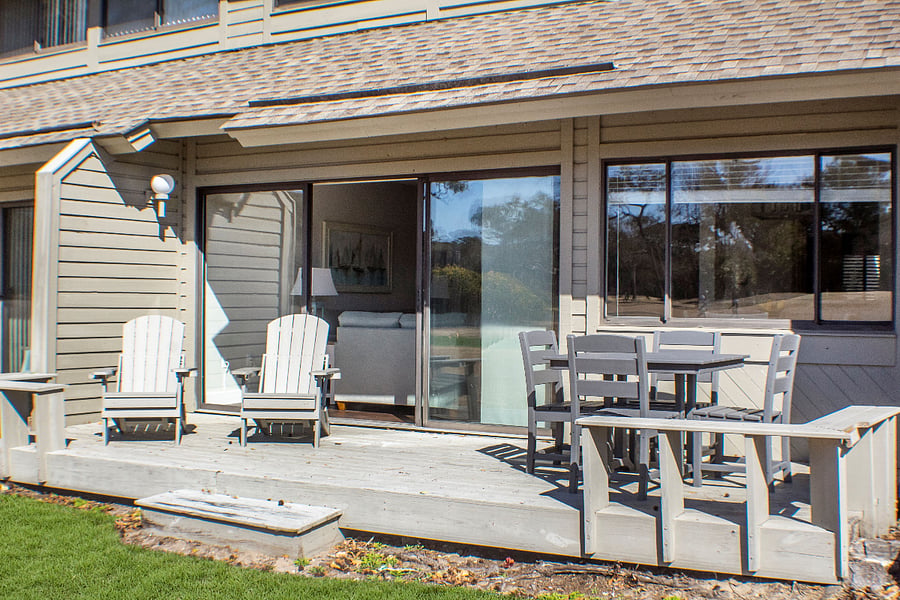 Backyard private deck on golf fairway. BBQ Grill on the deck.