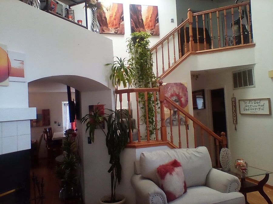 Stairs from the living room view.