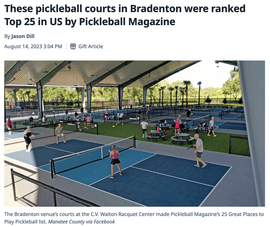 Pickleball Courts at GT Bray Recreation Center, located less than one mile from Sweet Oaks Cottage. Ranked among the Top 25 in the US!