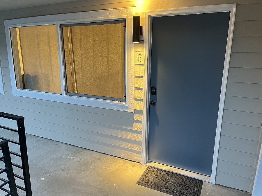 Added security with smart lock, new code for each new tenant, don't worry you can check your app to be sure you locked it. 