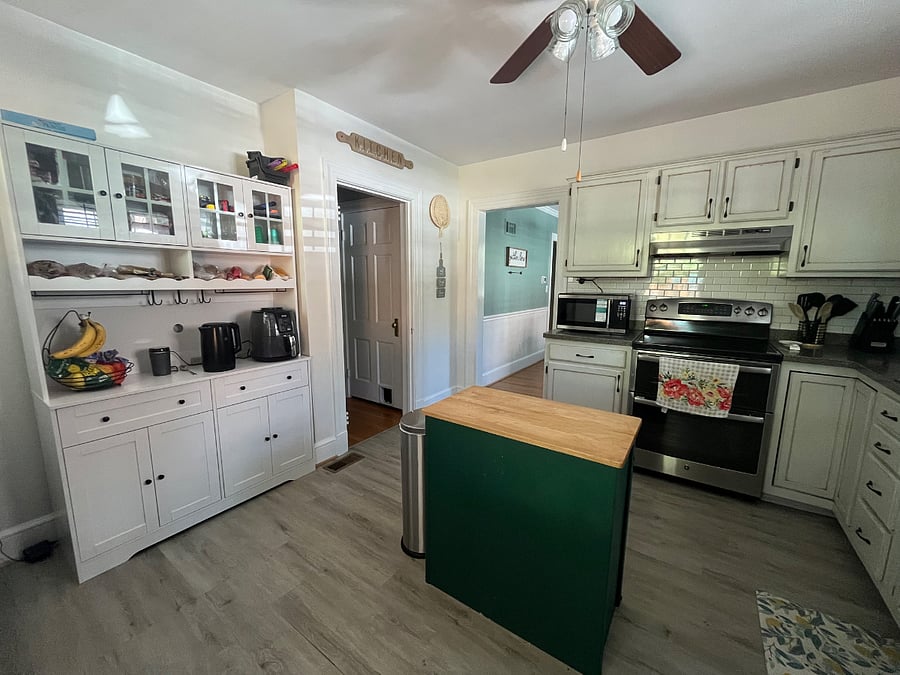 Shared fully equipped kitchen for cooking or baking.