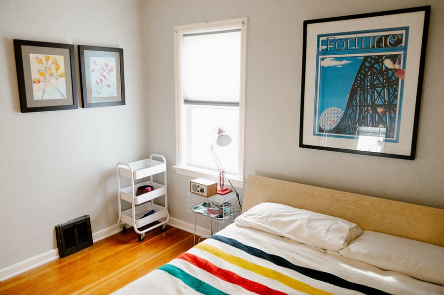 Main floor bedroom. Perfect for anyone with mobility challenges. It is conveniently located next to the bathroom and in close proximity to the kitchen and dining room. 