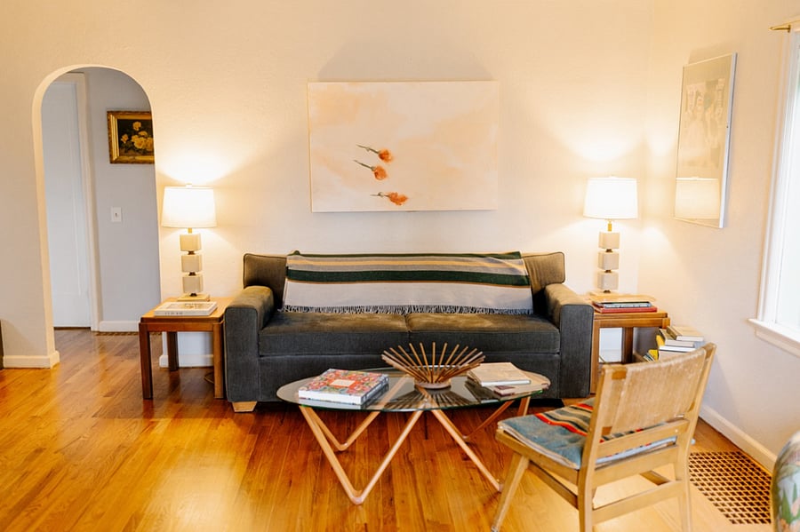 Spacious Living Room. Refinished hardwood floors throughout. 
