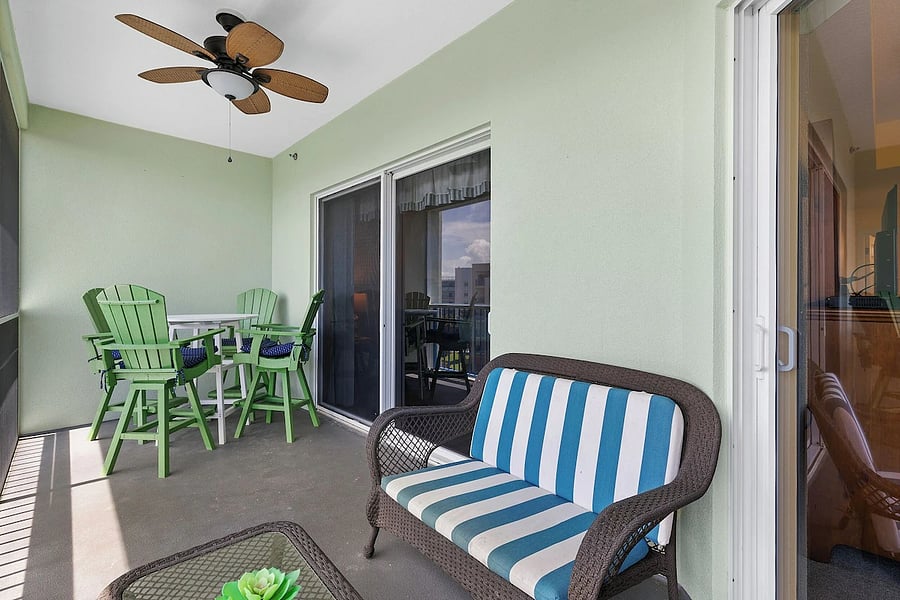 Relax on the screened-in back patio