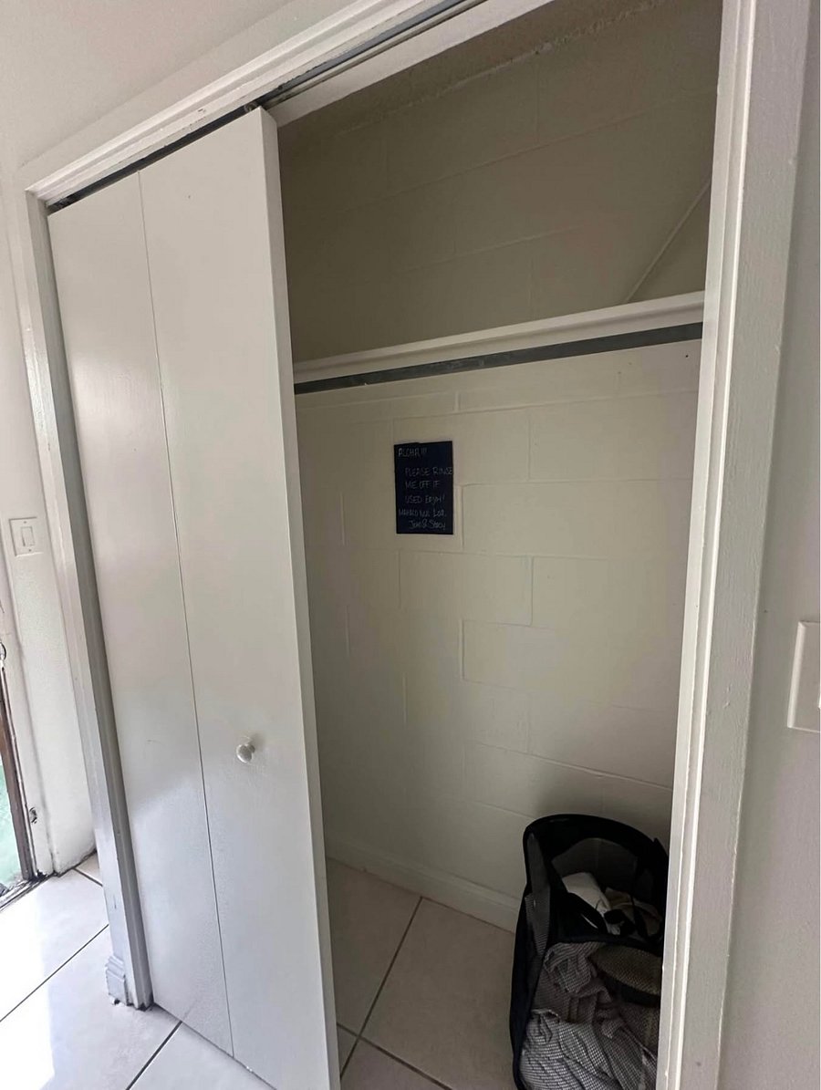 Full closet and a smaller one (not featured). There's a lot of storage space in the unit.