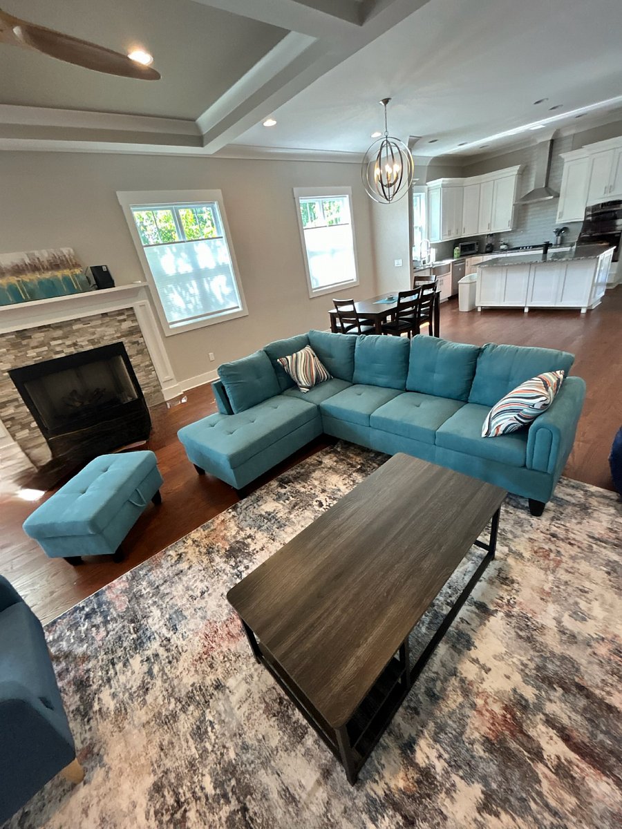 Living room- Couch, chairs & beanbag