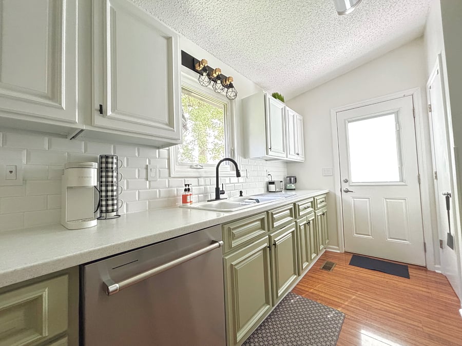 Well stocked with cooking essentials, Keurig, food processor, waffle maker and too many more essentials to mention.