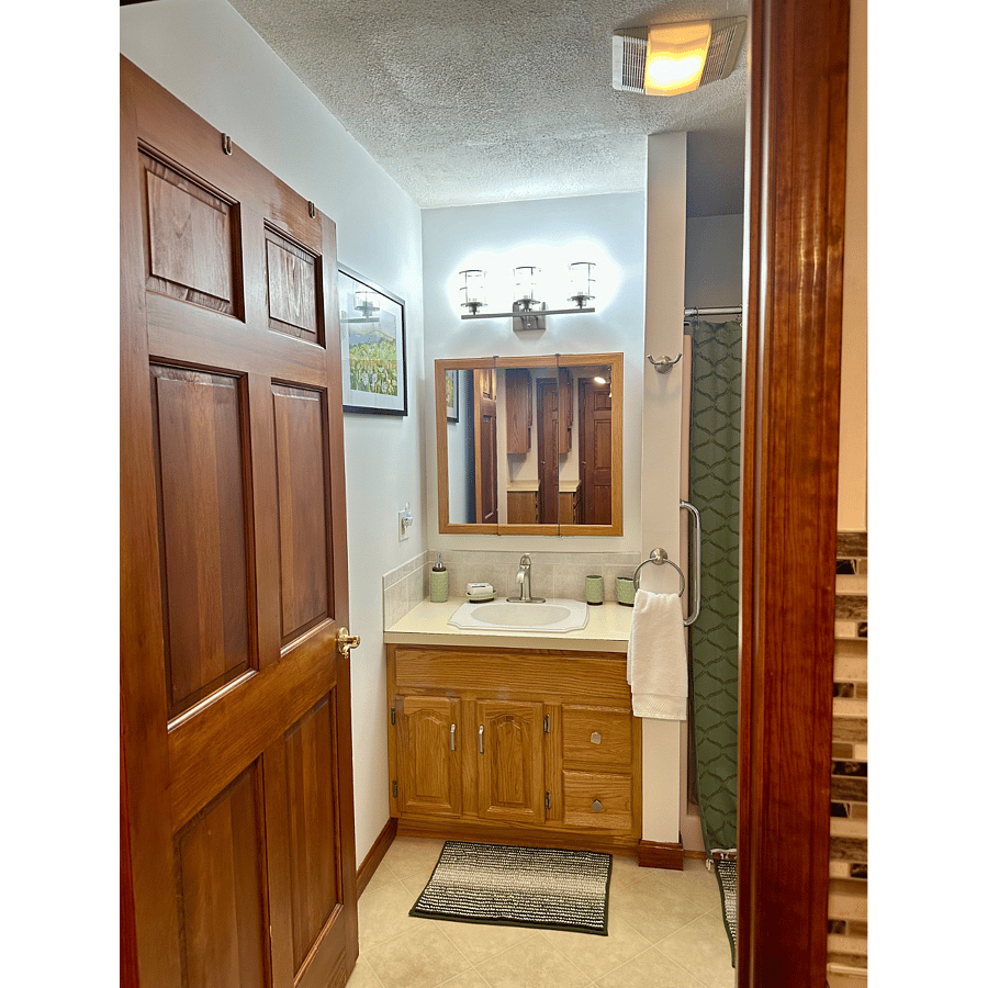 Large medicine cabinet for storage.