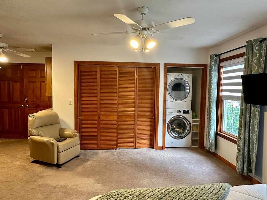 Private, high efficiency washer and dryer.
Large closet for plenty of clothes and storage.
