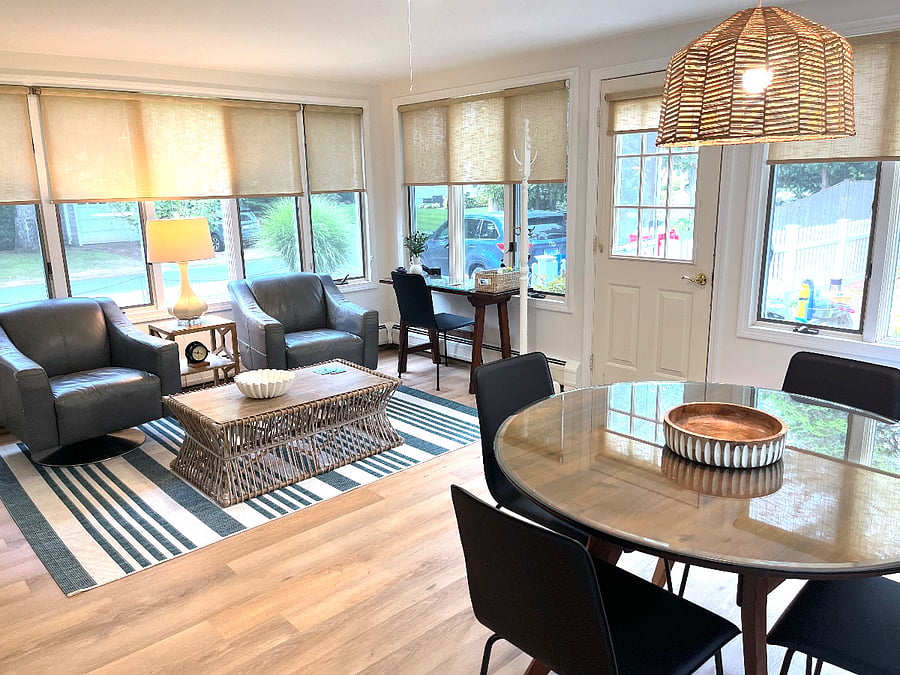 view of sunroom with workspace