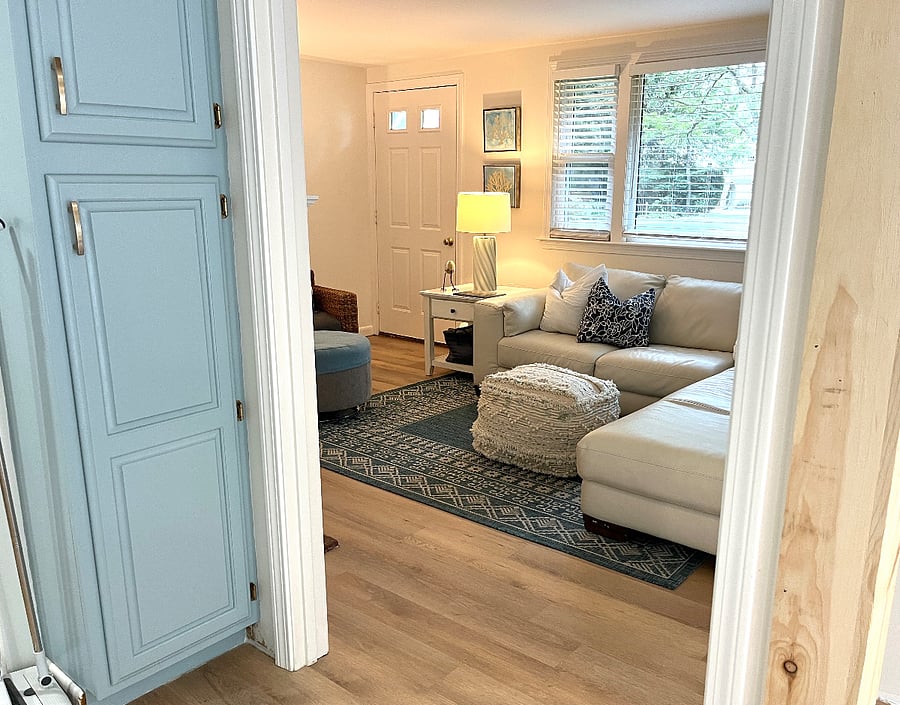 view of living room from kitchen