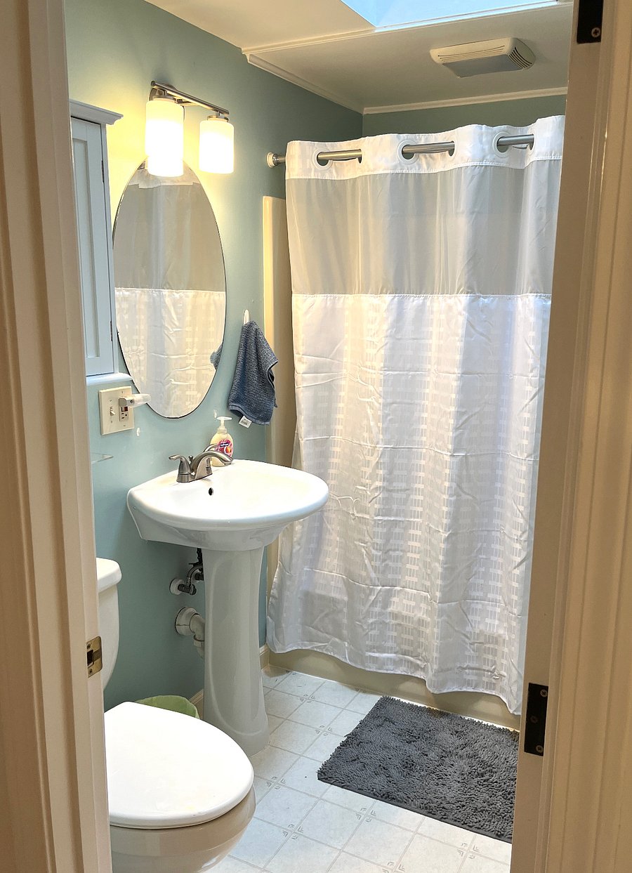 Bright bathroom with skylight
