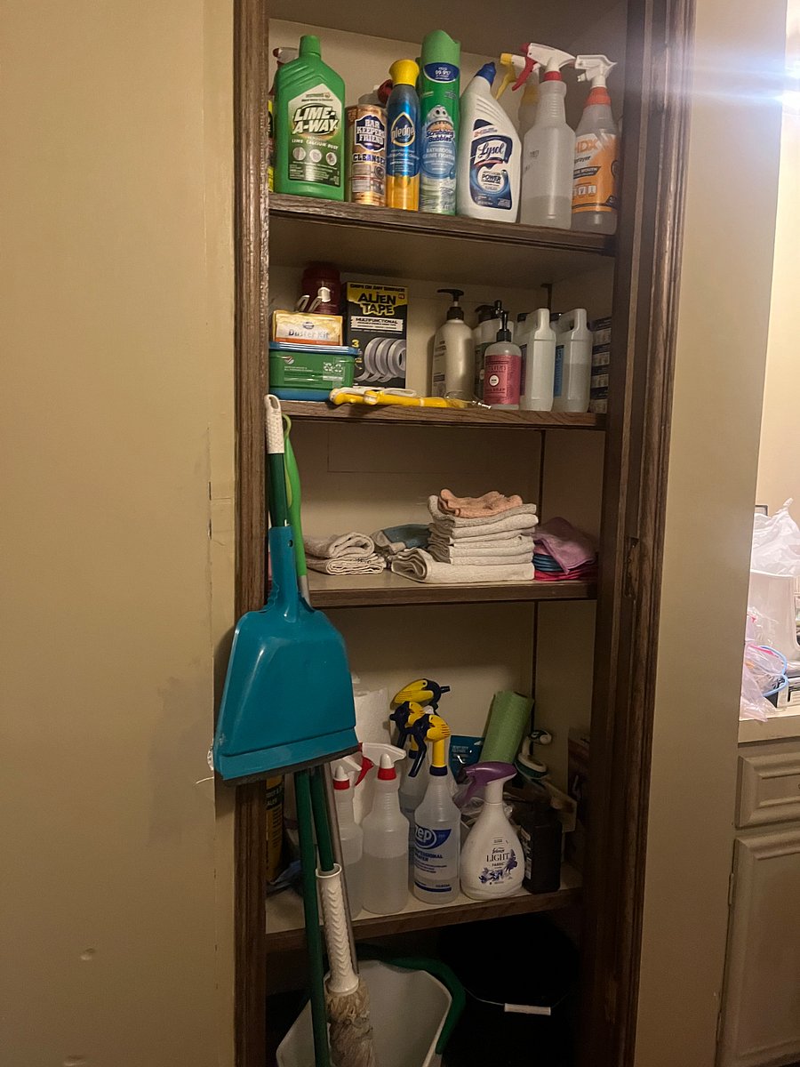 Cleaning supplies located in downstairs laundry room