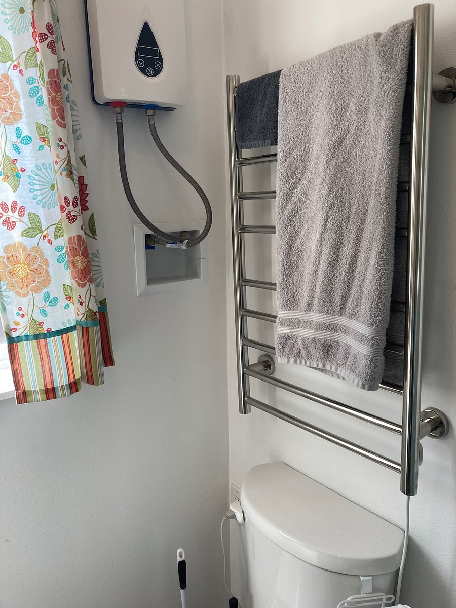 Heated towel bar very luxurious