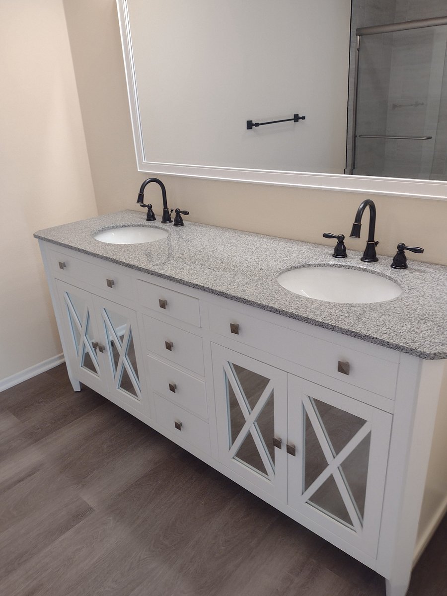 Master bedroom with attached large bathroom has large shower