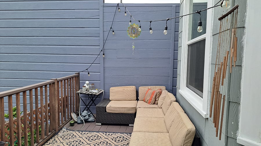 South facing deck (The stairs to the garden are out of view on the left.)