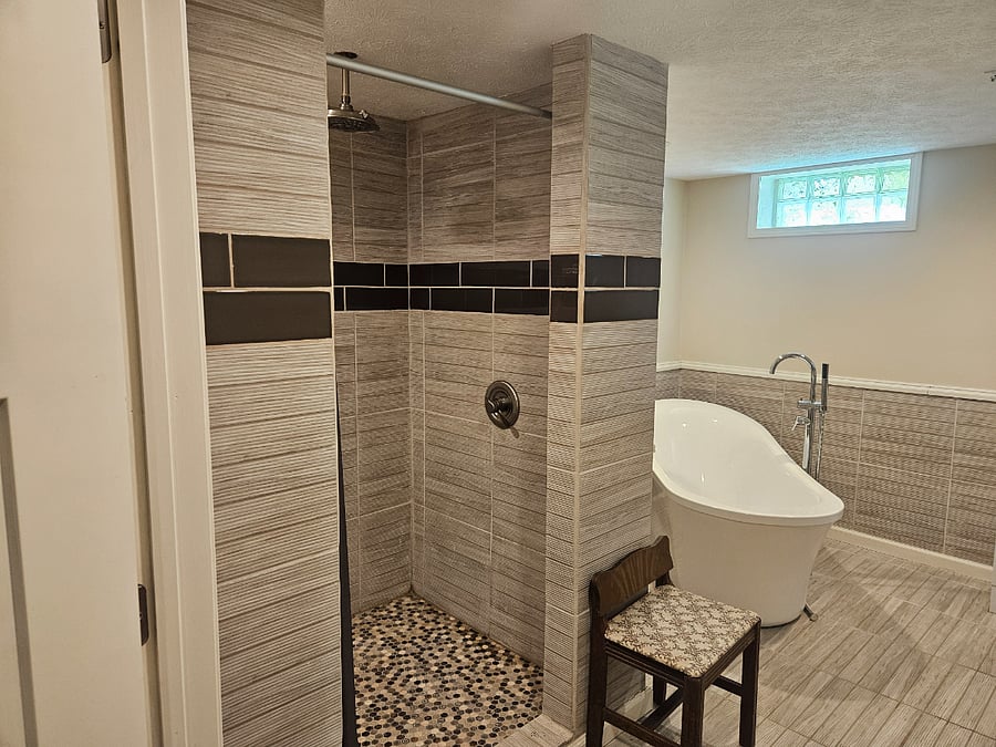 Downstairs bathroom with walk-in rain shower