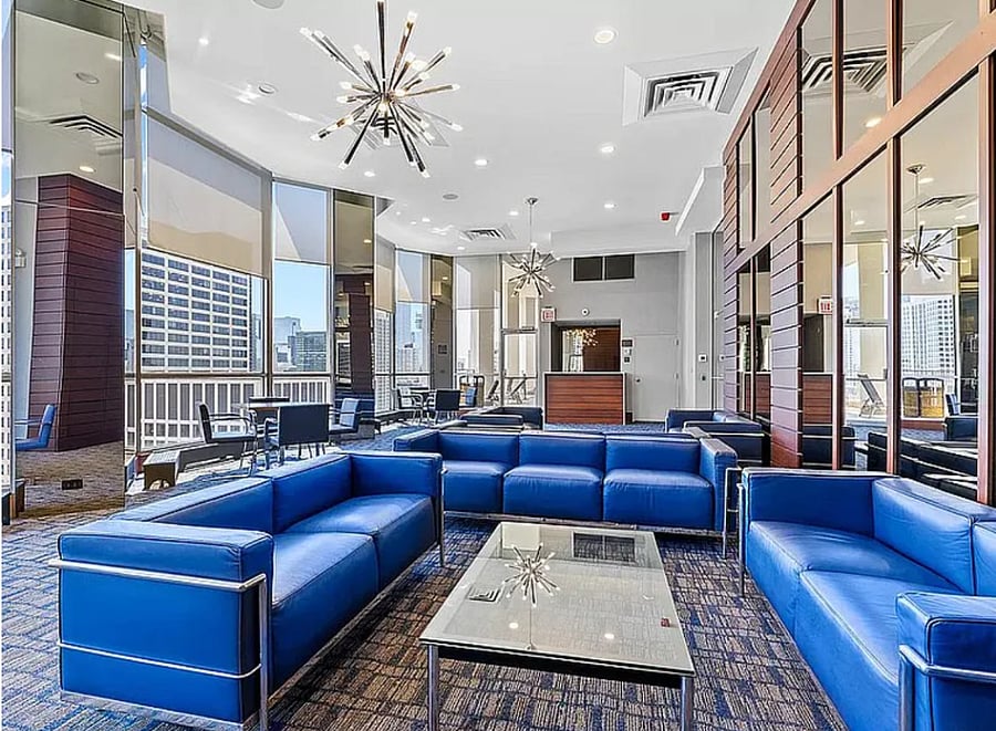 All-glass rooftop lounge area