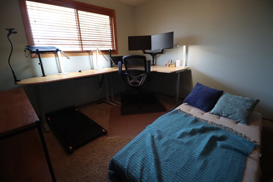 Upstairs Bedroom 4 / Office - Twin Pullout, Huge Walking Desk with 2 Monitors