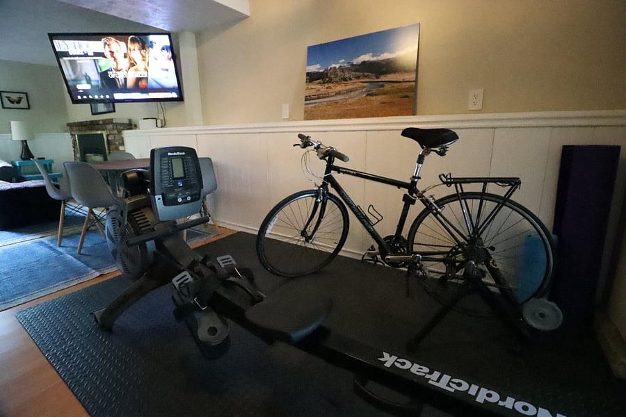Downstairs Exercise Area with Rowing Machine & Bike on Rollers