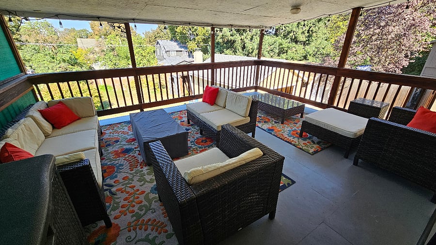 Porch with Fire Table - Private & Secure