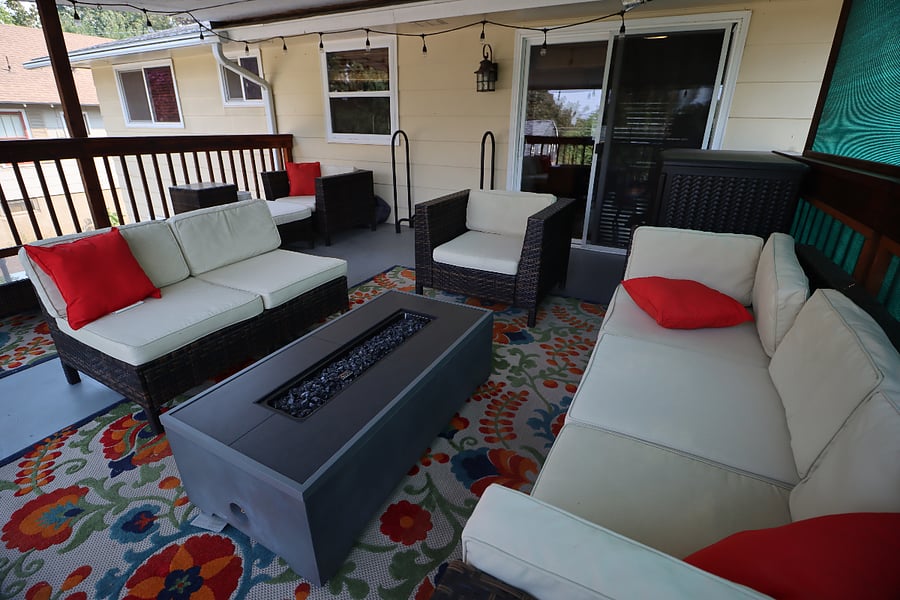 Porch with Fire Table - Private & Secure