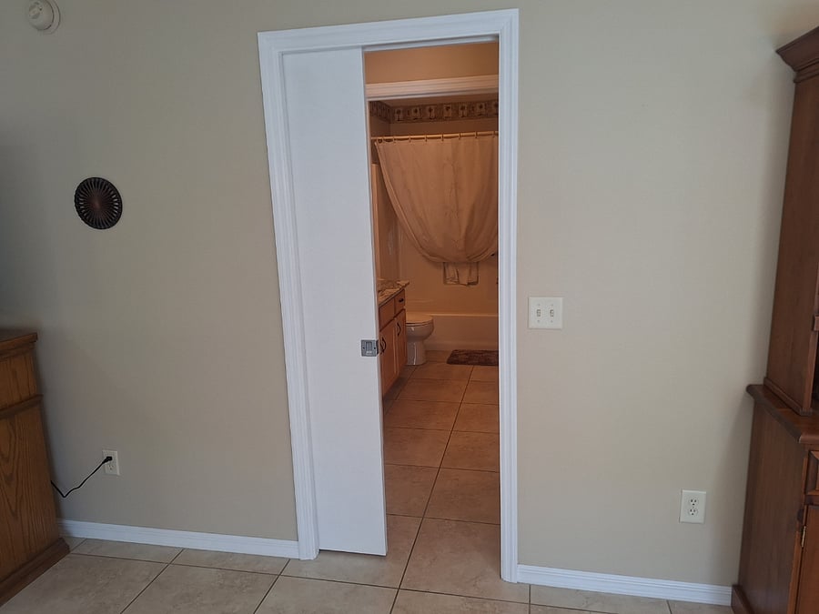 From Living to 2nd BR suite with sliding door for privacy
