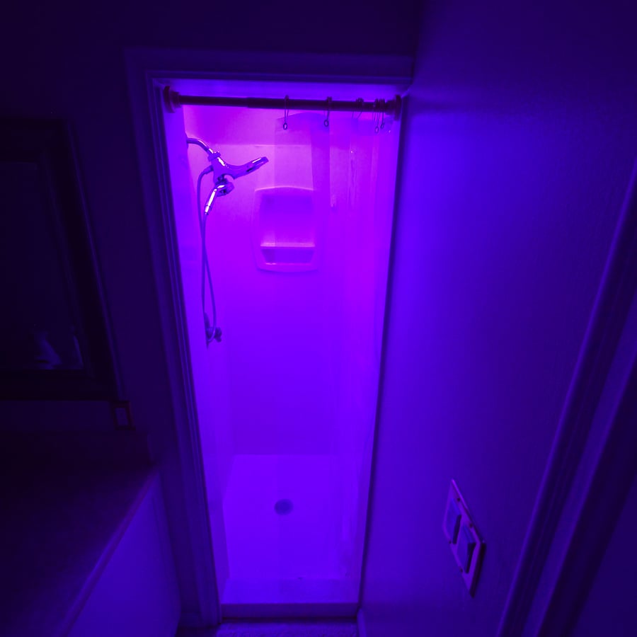 Shower stall is also equipped with Bluetooth and color changing lights transforming it into an experiential shower. Play some  tunes, change the color and let the day melt away. 