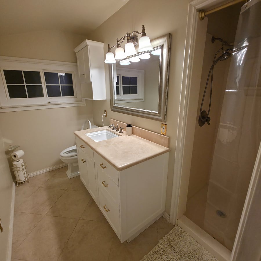 Private bathroom with walk in shower, Bidet, and starter amenities to welcome you home. 