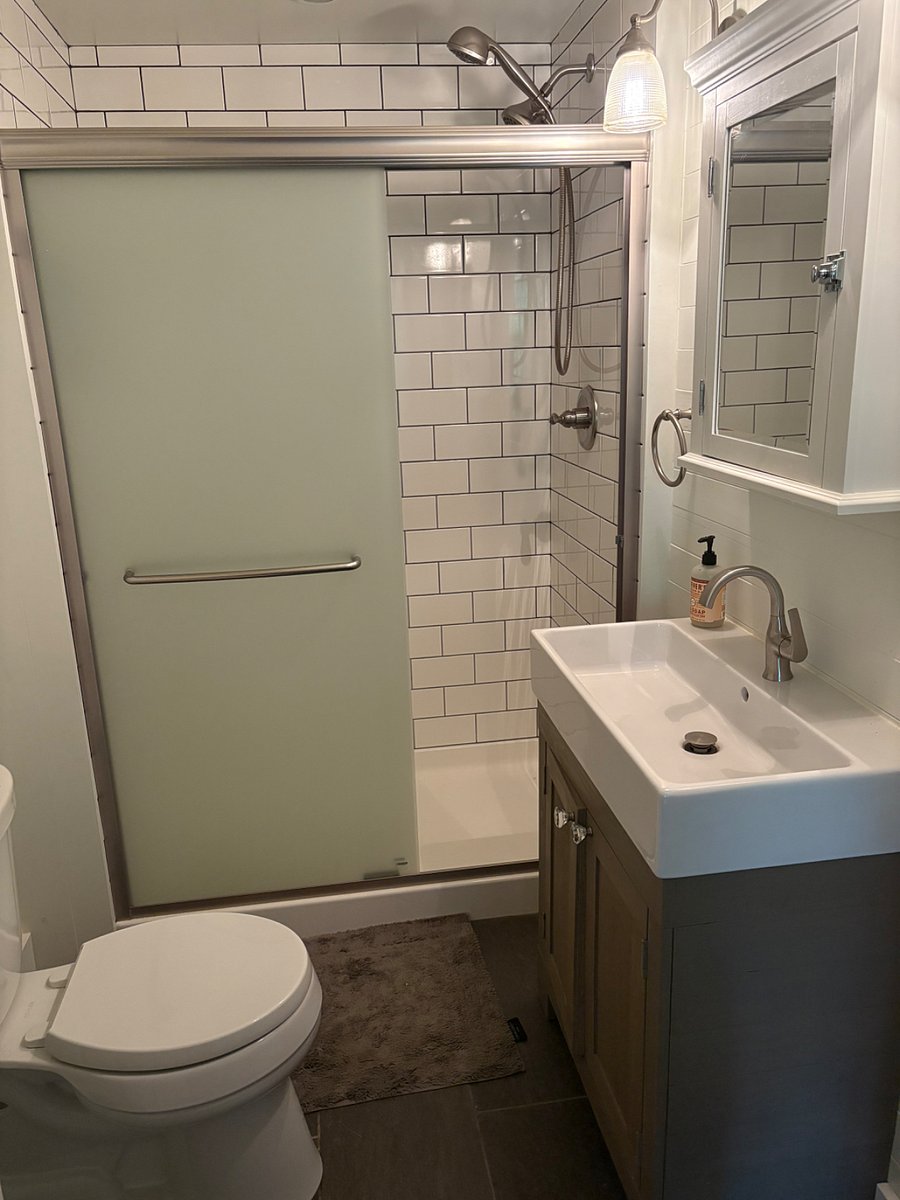 Large shower and vanity.