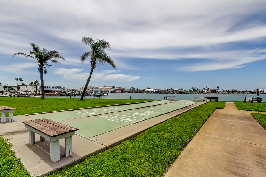Shiffleboard, swings and putting green