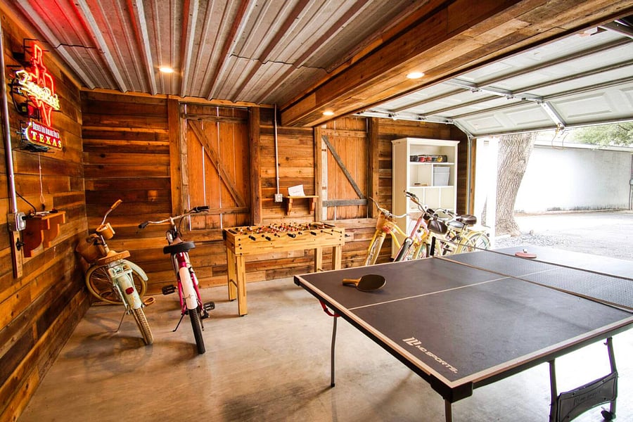 Enjoy bicycles, foosball, ping pong and darts!