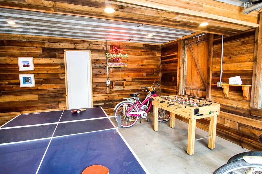 Enjoy bicycles, foosball, ping pong, and darts!