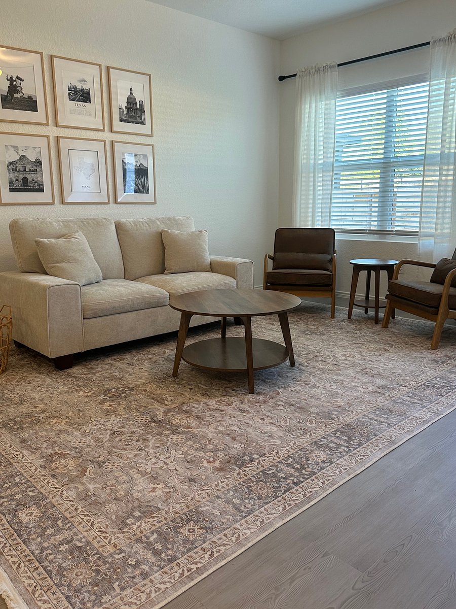 Spacious living room with a 55" Fire Smart TV.