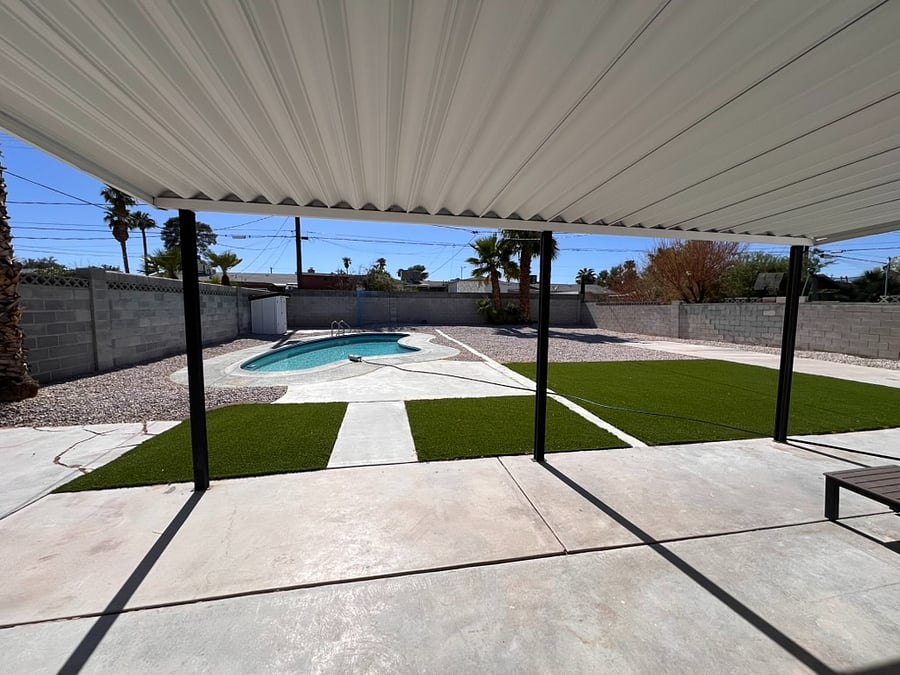 Large backyard, pool (not gated).