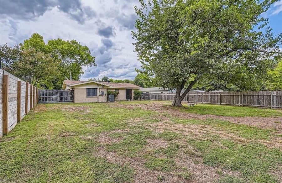 backyard with doggy door access