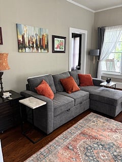 New sofa bed in living room.