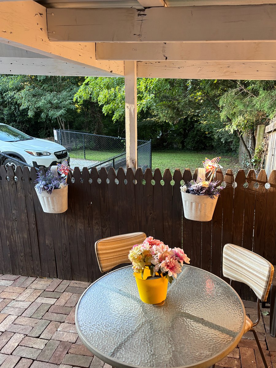 Cover patio leading to fenced yard for privacy.