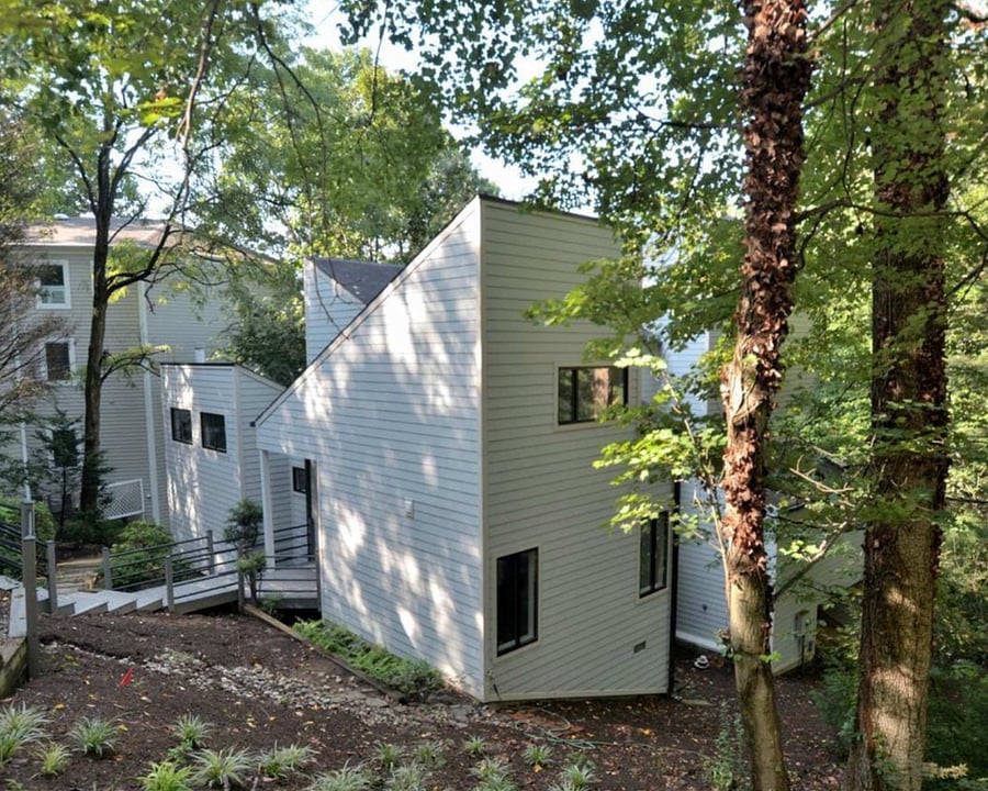 Exterior of home located off the main street, down a driveway shared by 3 homes including ours.