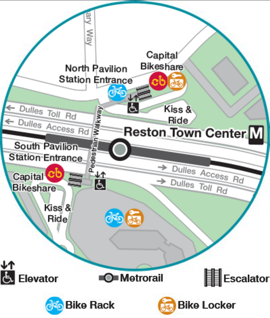 10 minute drive from the Reston Metro and Reston Town Center... accessible by bus at the corner stop as well.