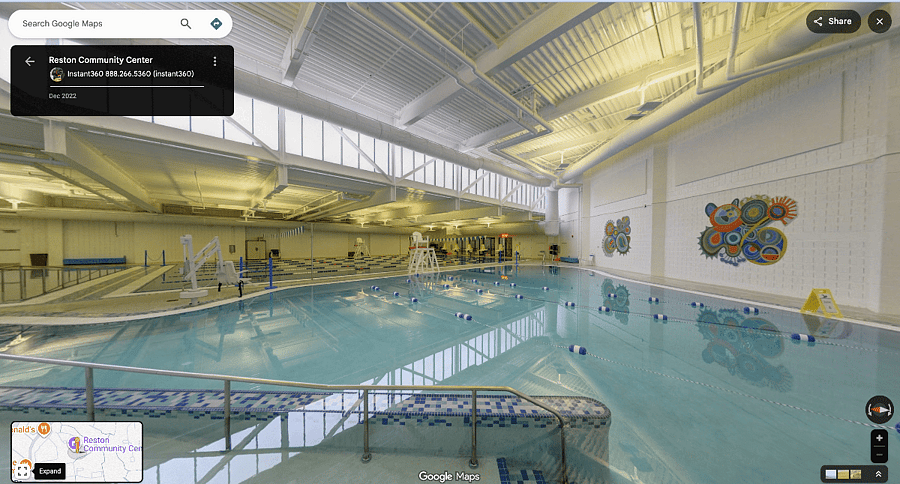 Love to swim? Reston's Community Center located only 4-5 miles (10 min drive/$10 per visit) away offers a a clean, bright, modern space with two pools: a 25-yard lap pool with zero-depth entry and water play features, and a warm-water exercise pool.