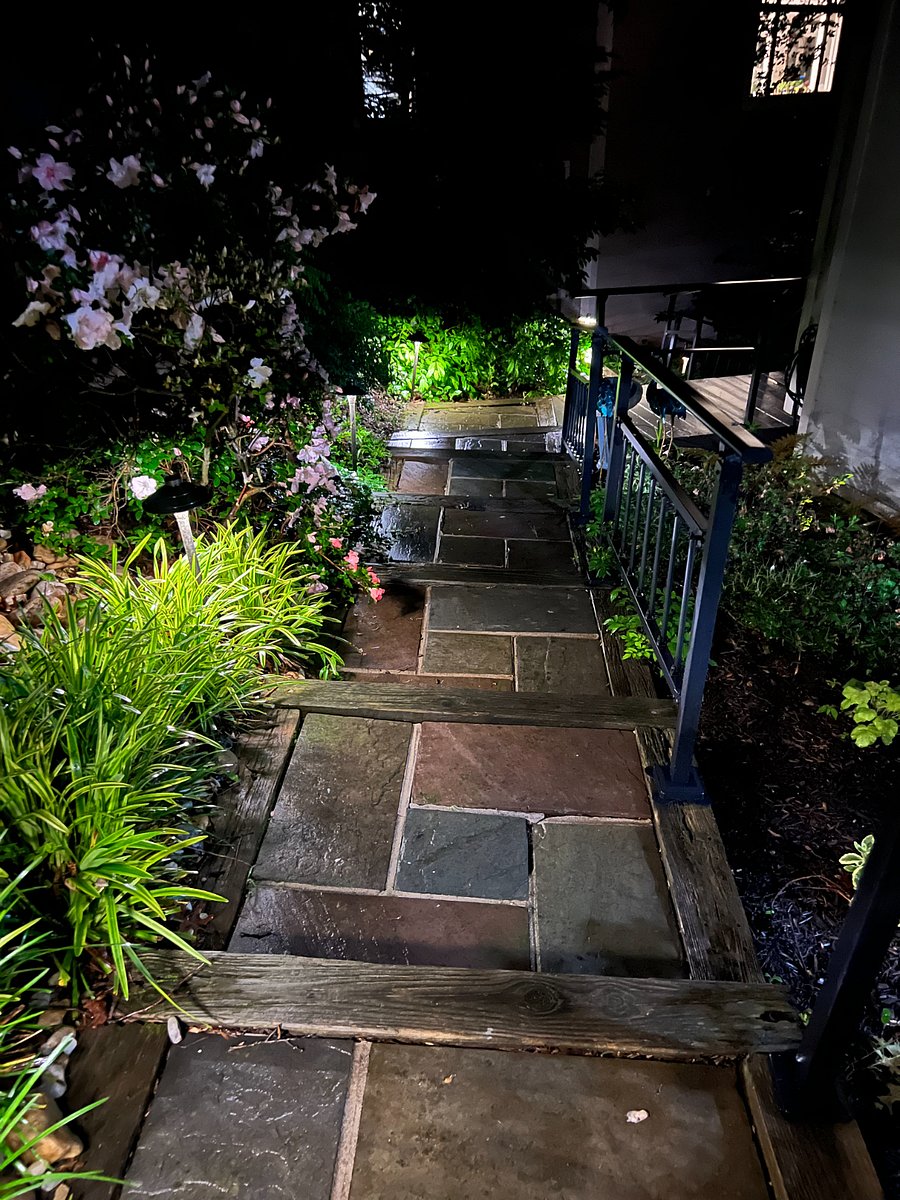 The property is set up with automatic lighting that goes on at dusk and turns on at dawn. Safety rails are installed along the back steps leading to the studio. Note: This will not be a good match if you do not like stairs. The property is located on a hill, leading to the lake so stairs are necessary to get to the studio. The deck on which the door to the studio is accessible also has an outdoor TV, firepit and hot tub.