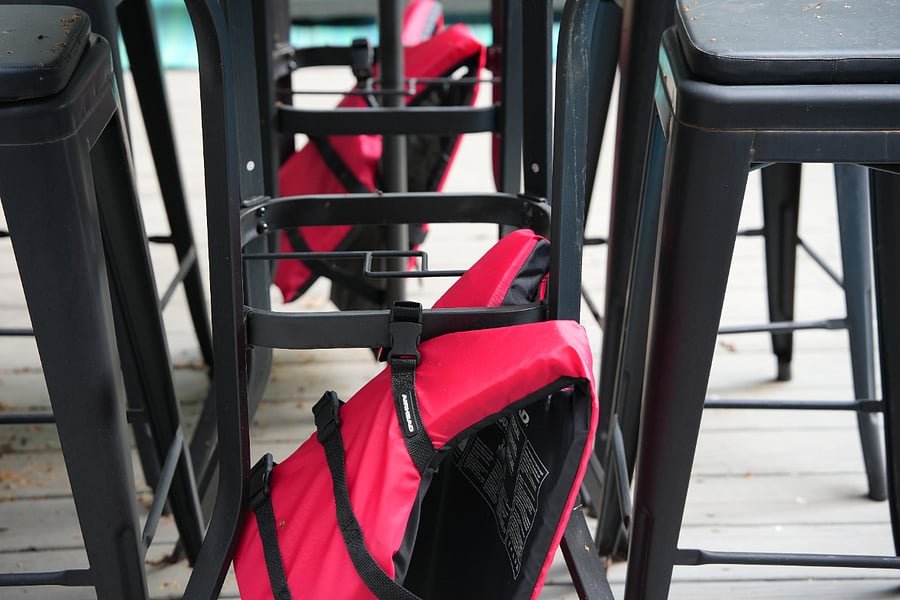 We keep a set of adult-sized lifejackets and paddles in case a guest doesn't have their own equipment and wants to try out the canoes/kayaks available on our community dock.