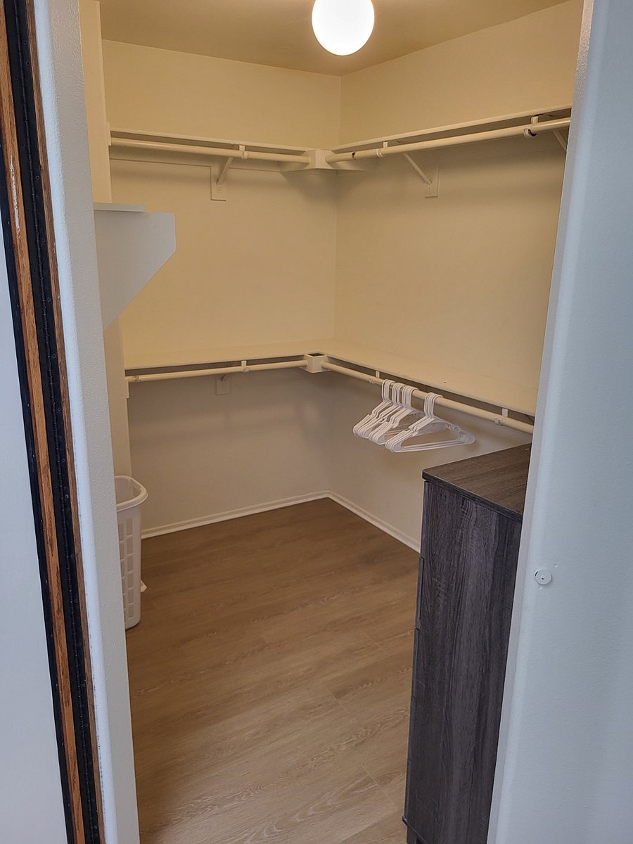 Dress how you feel. Spacious walk-in closet in the master bedroom allows you to see all your clothes at once, empowering you to decide who you want to be for the day.