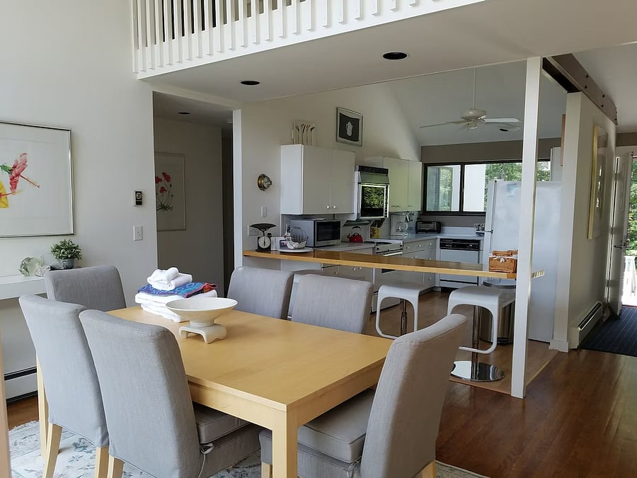 dining room looking thru kitchen to front of house